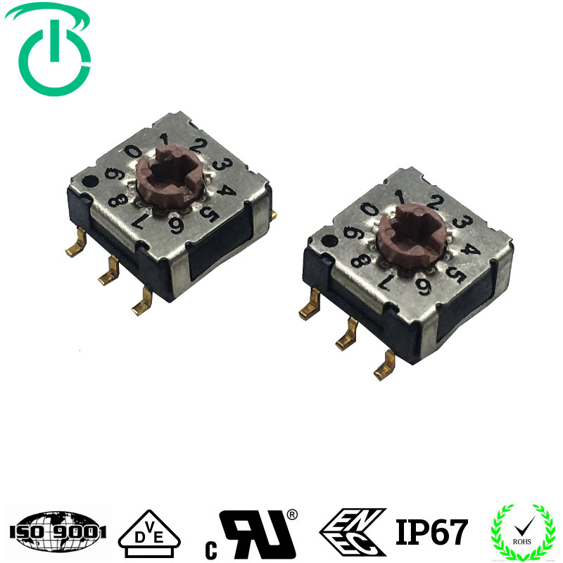 苏州荣千供应7.4*7.4插件BCD码4档8档10档16档旋转编码开关