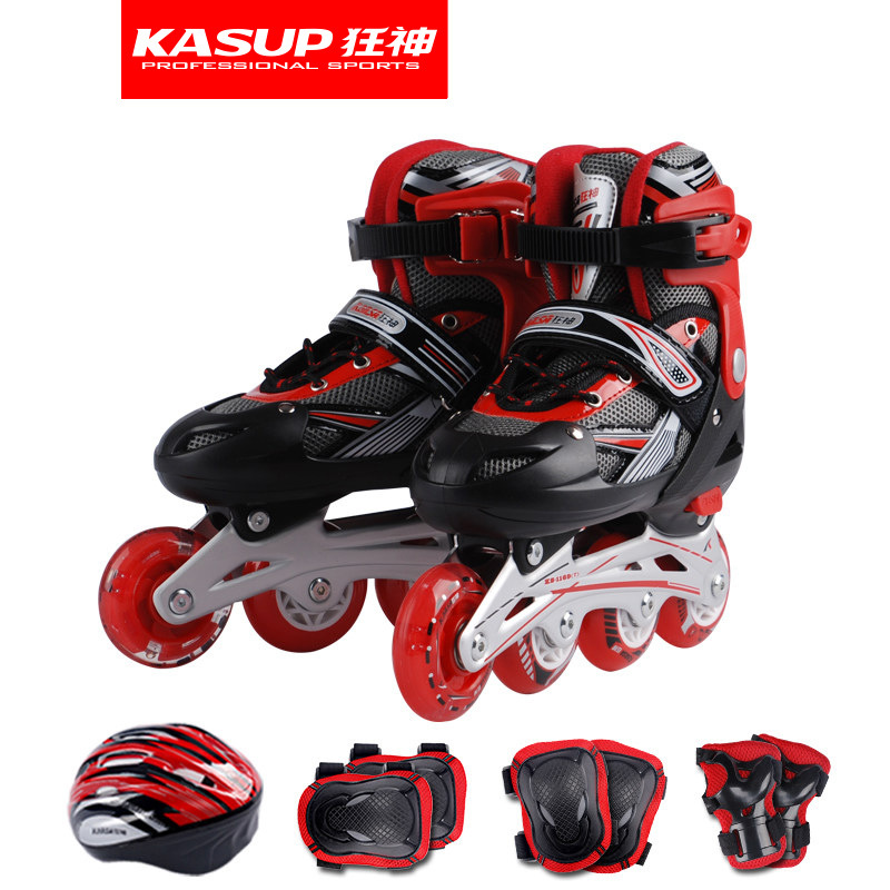 狂神溜冰鞋全套装旱冰鞋滑冰鞋轮滑鞋男女可调闪光|ms