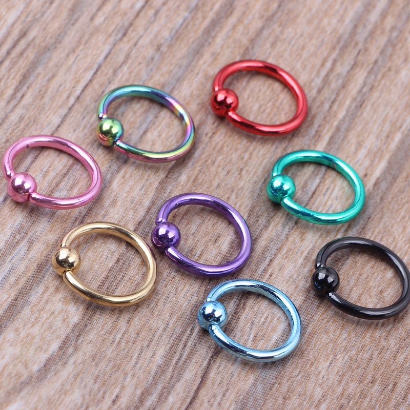8 Pcs Mixed Color Septum Nose Ring Nail Piercing Jewelry Ear Studs Set - Stainless Steel detail image 7