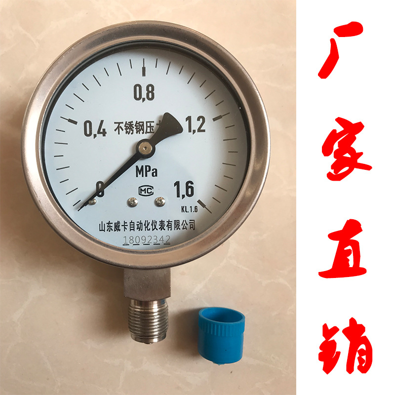 Stainless steel pressure gauge Y-100 high pressure Pressure Carbon dioxide Axial Radial Barometer 0-1.6mpa