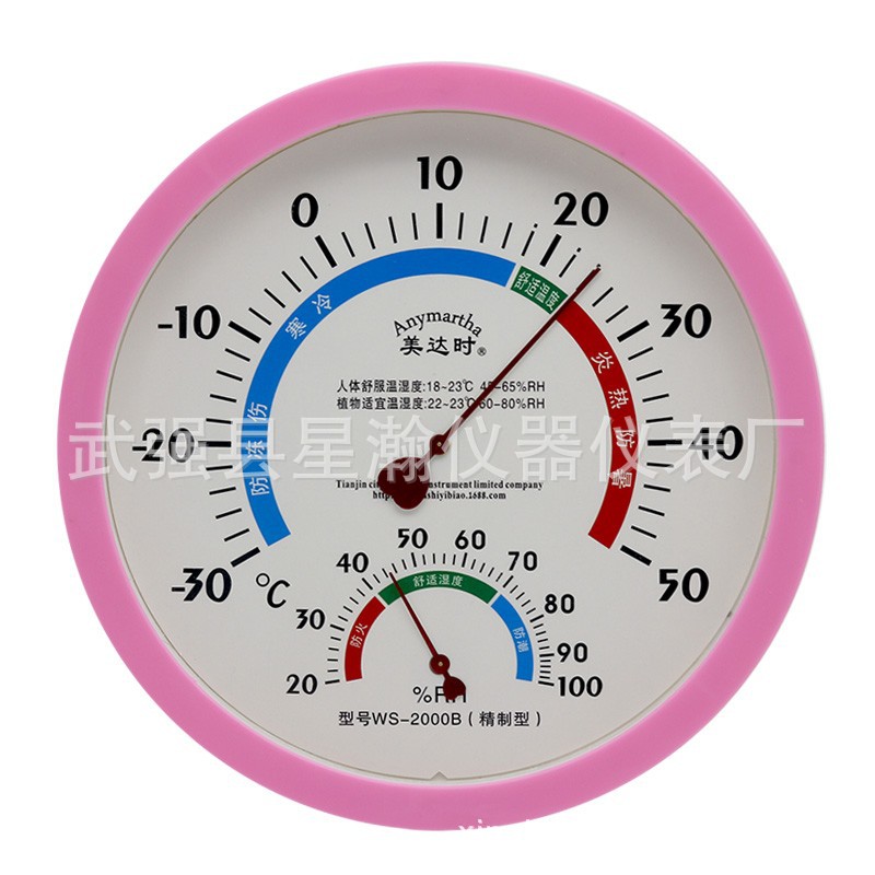 美达时大屏幕温湿度计温度表 家用室内指针式温度计壁挂新款2000