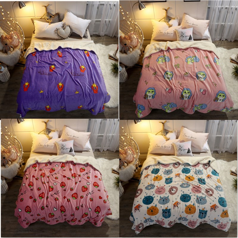 Korean Edition lovely Manufactor wholesale Flannel Blanket double-deck Sherpa reunite with Blanket Of large number Stock Siesta blanket