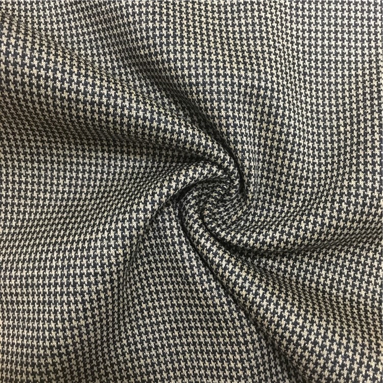 厂家供应针织小千鸟格提花 涤人棉小千鸟格 针织面料