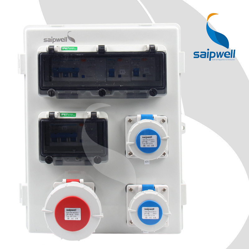 带漏电3回路成套箱 工业防水电源检修箱 400*300尺寸插座成套箱