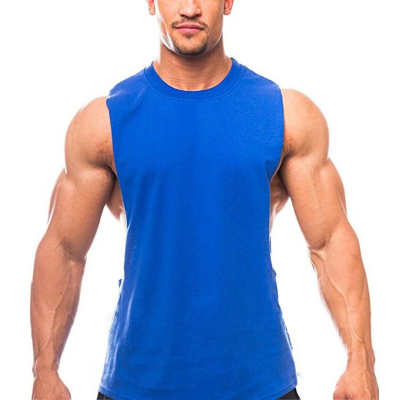 Comercio exterior deseo en blanco verano hombres Chaleco de algodón correr fitness deportes casual cuello redondo Camiseta sin mangas