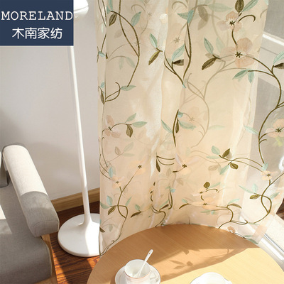 Keqiao wholesale American style Countryside Floret Vine Embroidery Flower curtain Window screening bedroom a living room balcony Shalian