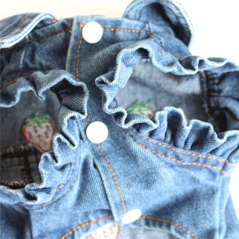 Cute Denim Strawberry Pet Clothing display picture 4