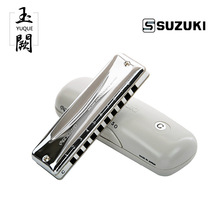 SUZUKI铃木10孔布鲁斯口琴MR-350 金属格超吹型十孔口琴进口正品