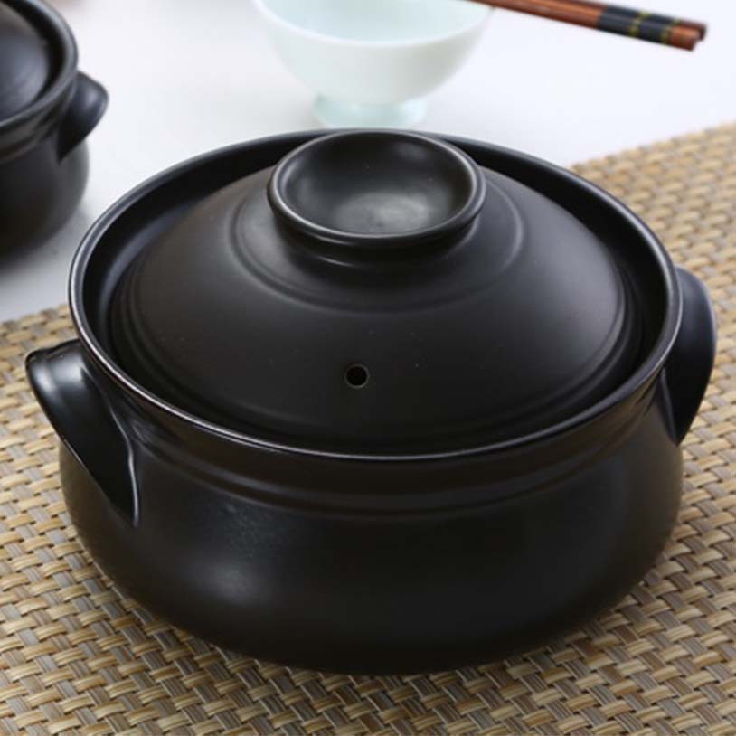 厂家直销批发潮州韩式鼓形煲黑色耐高温不裂大容量陶瓷砂锅炖锅|ru