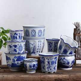 花盆陶瓷 陶瓷花盆 花盆 陶瓷批发 瓷花盆 高温青花瓷 厚实 多肉