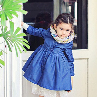韩国原版经典款 女童装高档记忆棉超萌清新公主连衣裙外套风衣|ru