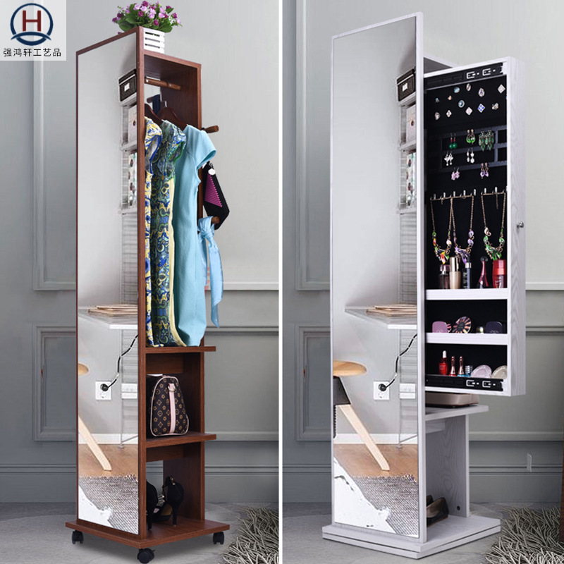 Wholesale solid wood fitting floor mirror bedroom storage mirror