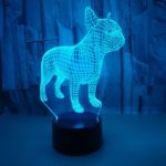 Внешняя торговля новый небольшой Собака 3d красочный 3D ночной свет коснуться дистанционное управление 3D визуальный свет франция Bulling Dog 3d настольные лампы