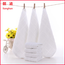 白毛巾方巾酒店幼儿园酒店擦手餐巾绣字白方巾25克平毛 纯棉小方