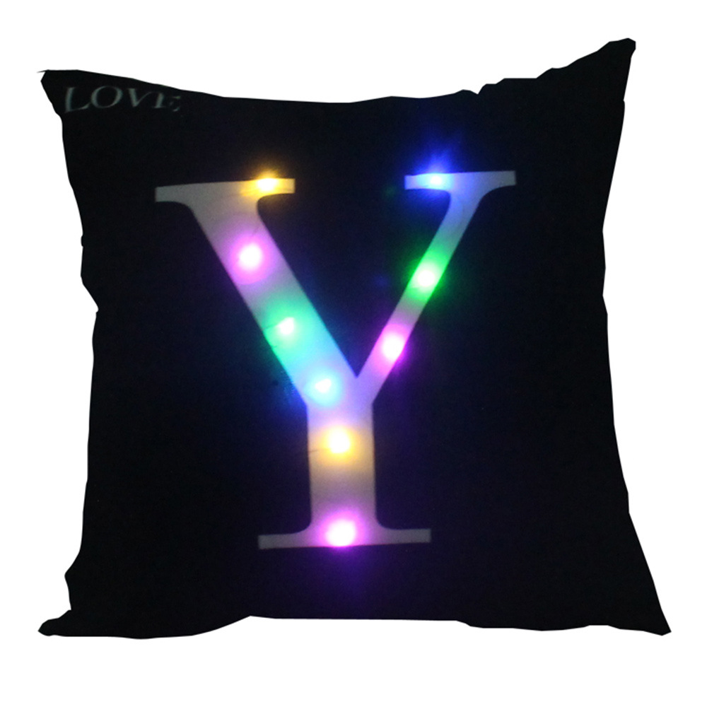 （中性）字母款LED枕头套靠垫套 图案->黑色字母Y