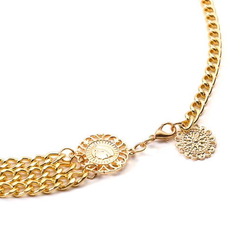 European and American cross-border jewelry, fashionable retro ethnic style body chain, alloy sunflower disc aluminum chain waist chain, women