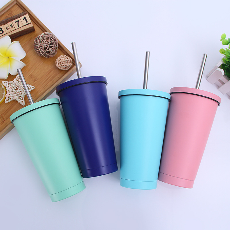 originality Stainless steel double-deck heat preservation Straw cup vacuum Portable Mug Solid fashion vehicle Water cup
