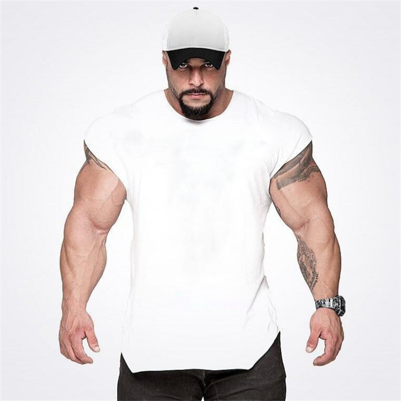 Muscle fitness color sólido vacío algodón Chaleco de los hombres deportes entrenamiento Delgado chaleco sin mangas