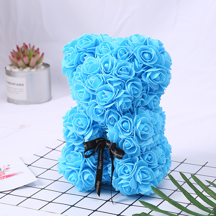 Regalo Del Día De San Valentín Creativo 25cm Rosa Flor Oso Caja De Regalo Pe Flor Romántica Espuma Oso Bebear display picture 15