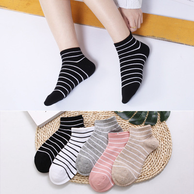 Socks Spring and summer New products lady Boat socks College wind Shallow mouth Japan and South Korea solar system stripe Socks