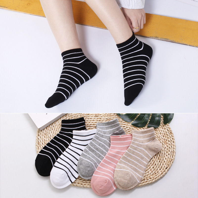 Socks Spring and summer New products lady Boat socks College wind Shallow mouth Japan and South Korea solar system stripe Socks