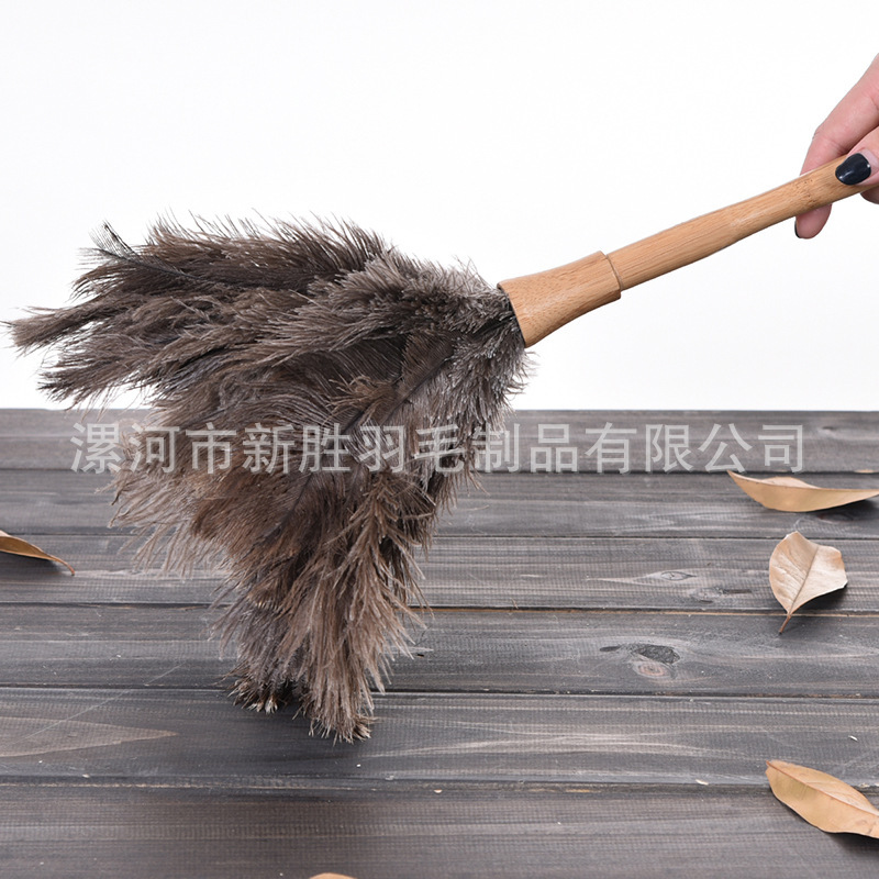 40Cm C13 Small White Bamboo Pole DomestiC OstriCh Feather Duster Dust Duster Household Car Feather Duster
