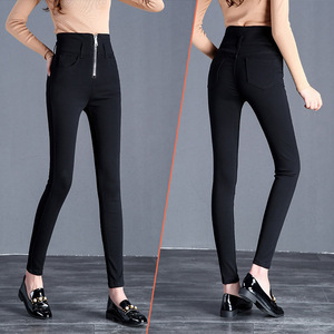 High waist nine points jeans ladies autumn style tight thin black