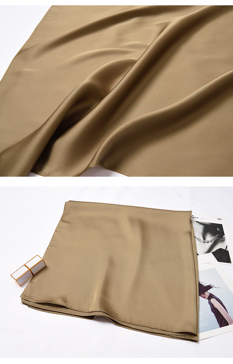 123g Weight Silk Scarf Classification Daily Occasion Satin Material Solid Color Pattern Summer, Spring, Autumn Season Women'S Gender Simple Style Style Women's Simple Style Solid Color Satin Silk Scarves 22