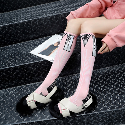 过膝长袜子纯棉街头搞怪网红小腿袜时尚夏季及膝袜潮牌韩版学院风|ms