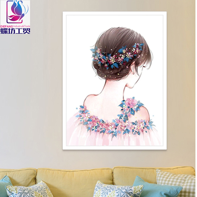 2018新款5d钻石画带框花仙子客厅装饰画十字绣布艺工艺品一件代发|ms