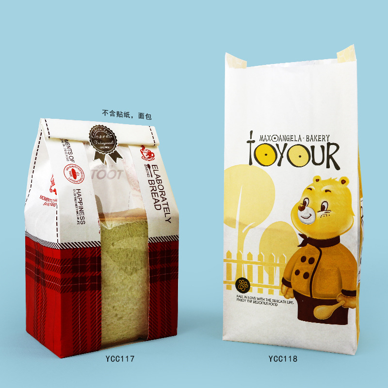 易长驰烘焙包装YCC117 118方包面包蛋糕白牛皮纸袋透明开窗袋