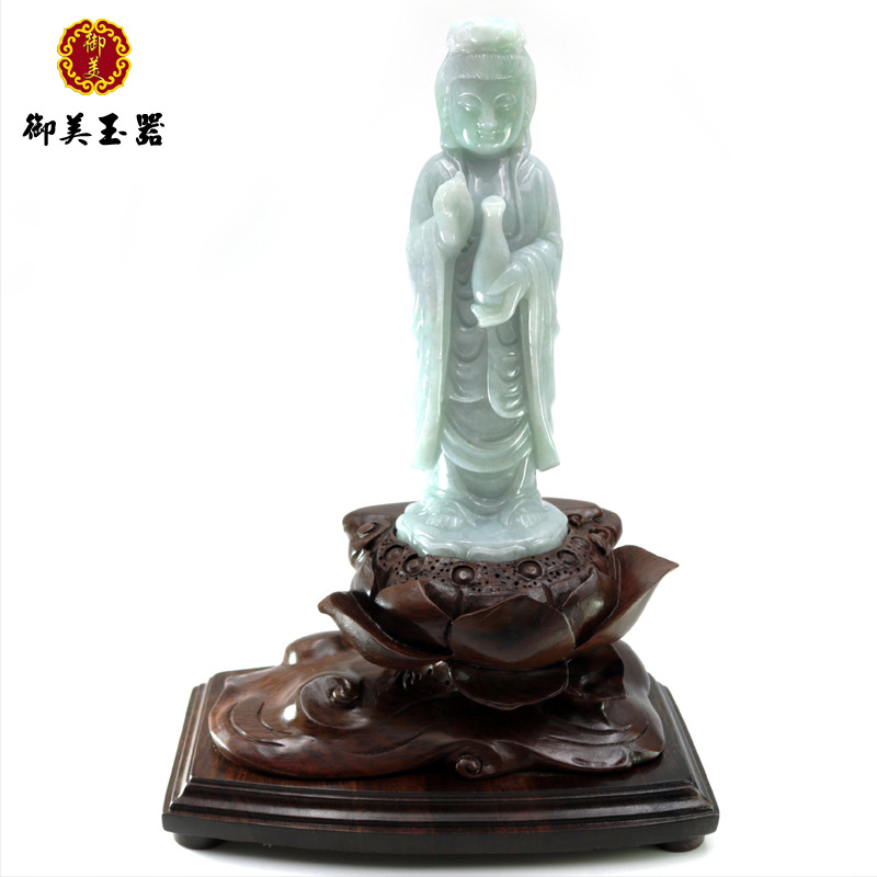 Emerald Goddess of Mercy Buddha statue Worship household Office ornament a buddism godness guanyin Decoration Arts and Crafts machining customized