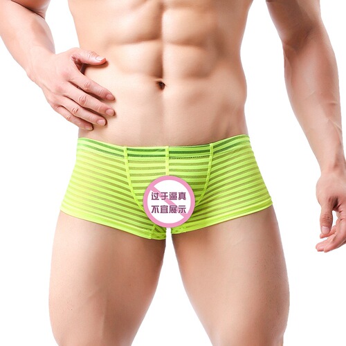 Neiyiku Men's Boxer Briefs Breathable Low Waist Sexy Striped Boxer Briefs Sexy One Piece Dropshipping