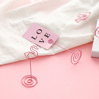 粉色可爱心形小夹子照片夹 简约办公室桌面留言便签夹摆件|ru