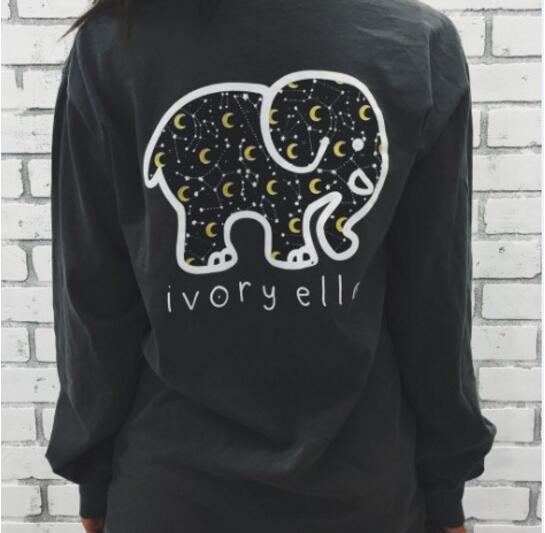 Couples Long Sleeve T Shirt Cute Cartoon Elephant Print Plus Size Womens Casual Top Wholesale Available