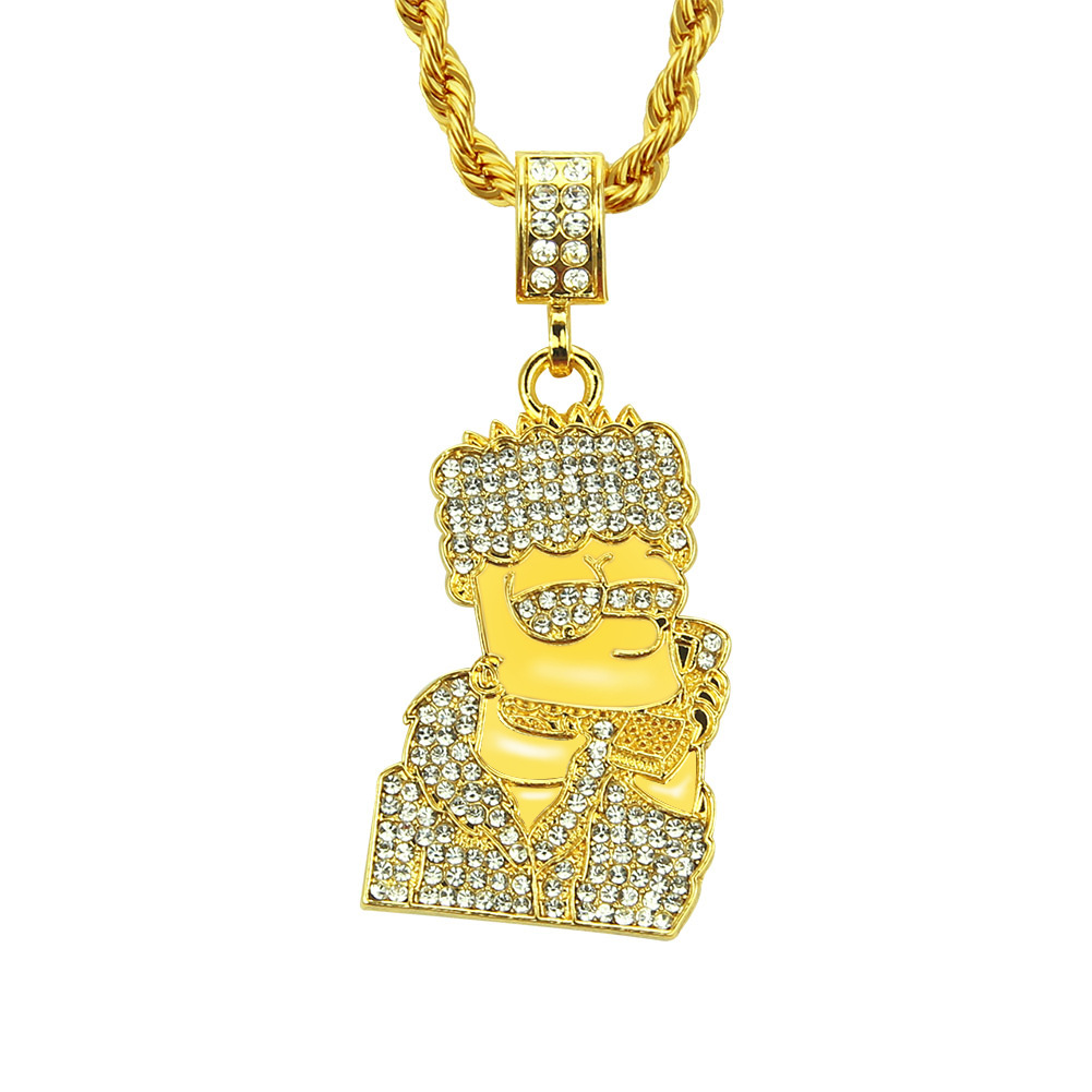 Wholesale Hip Hop Rapper Jewelry Necklace Full Rhinestone Alloy Present