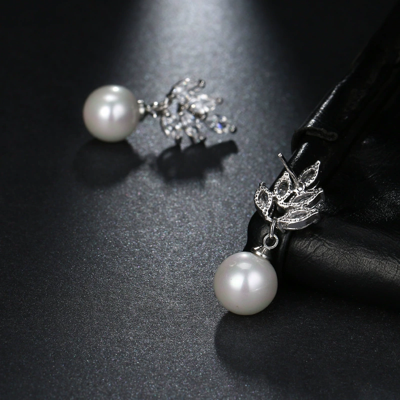Цирконий, серьги, инкрустация камнем из жемчуга, оптом, с AliExpress