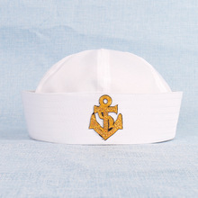 廠家現貨白色水手帽 男女通用成人兒童表演海軍制服帽子