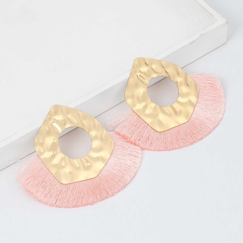 19g Weight Earrings Classification Birthday, Festival Occasion Women'S Gender Retro Style Rose Red, Pink, Red, Blue, Yellow, Black Color Fan-shaped Long Simple All-match Retro Tassel Earrings 11