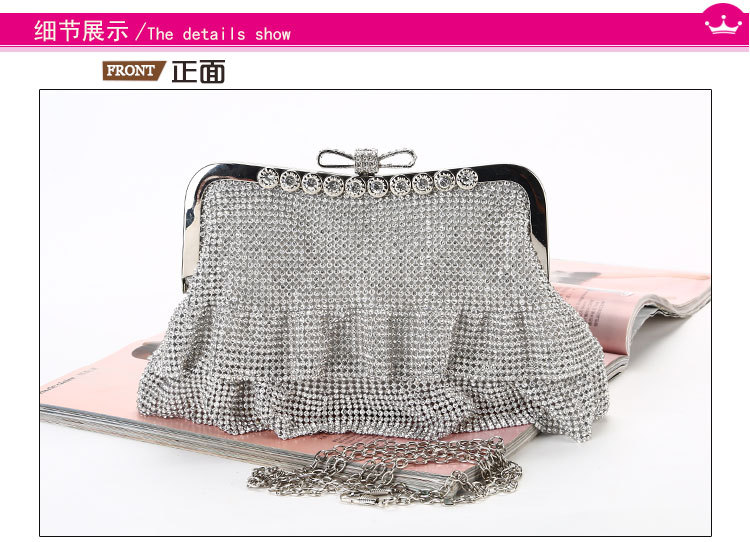 Sac De Dîner Créatif Clouté De Diamants Sac De Soirée Fait Main Pochette En Strass display picture 2