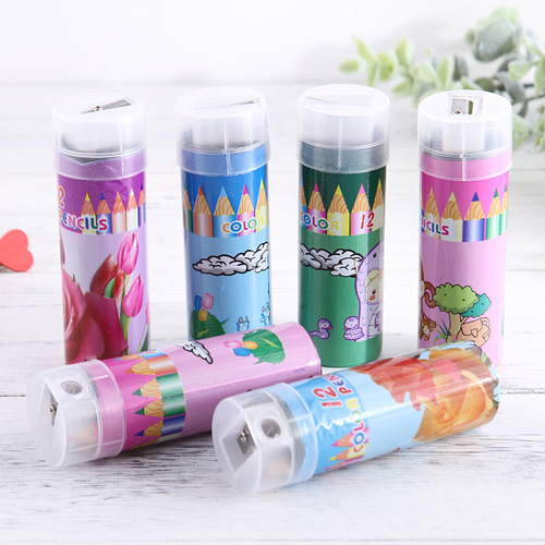 Customized colored lead 12-color barrel colored pencil primary school students painting coloring short pencil children's painting set colored lead