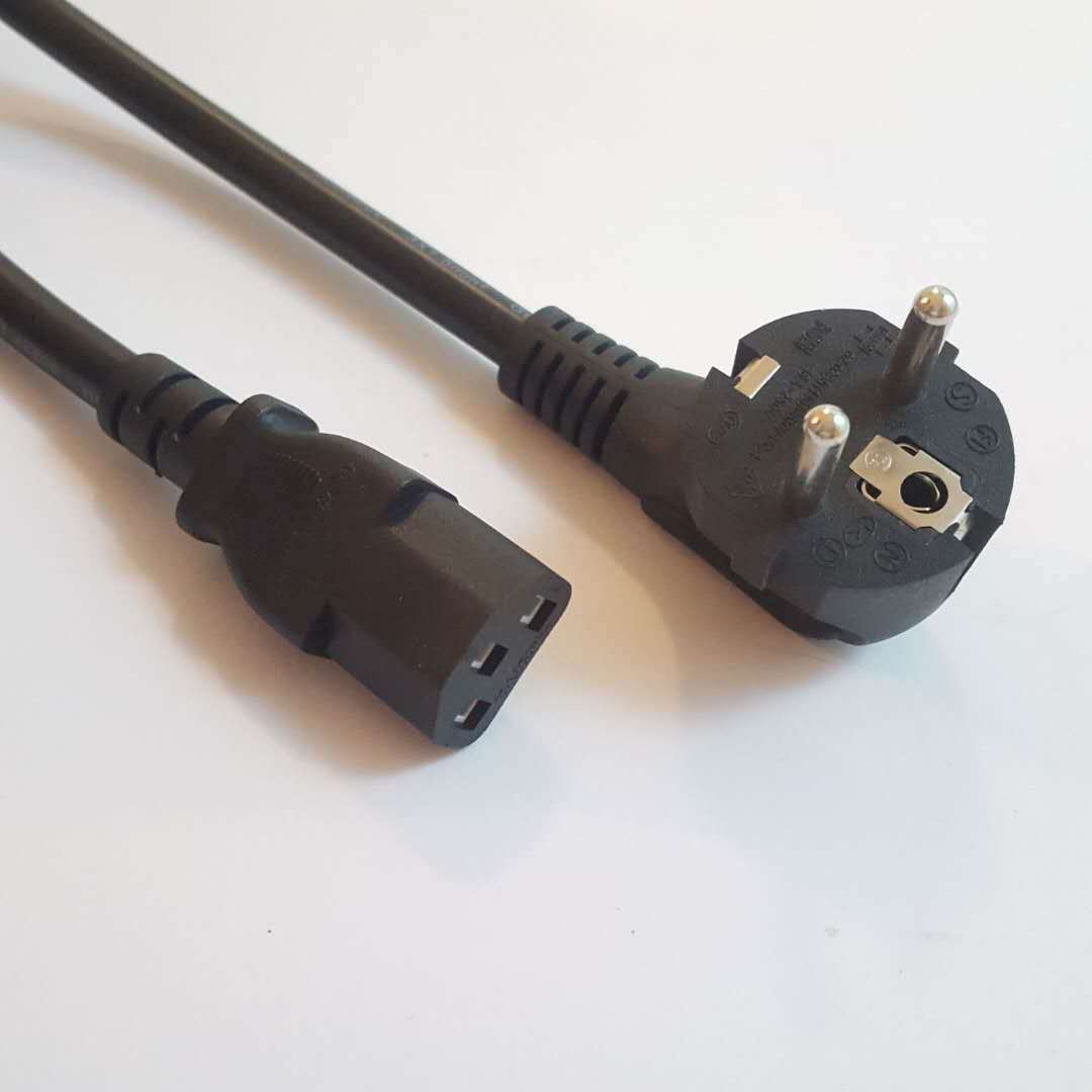 欧式弯头品字尾电源线 法国插头线 欧洲7字尾0.75平适配器转接线