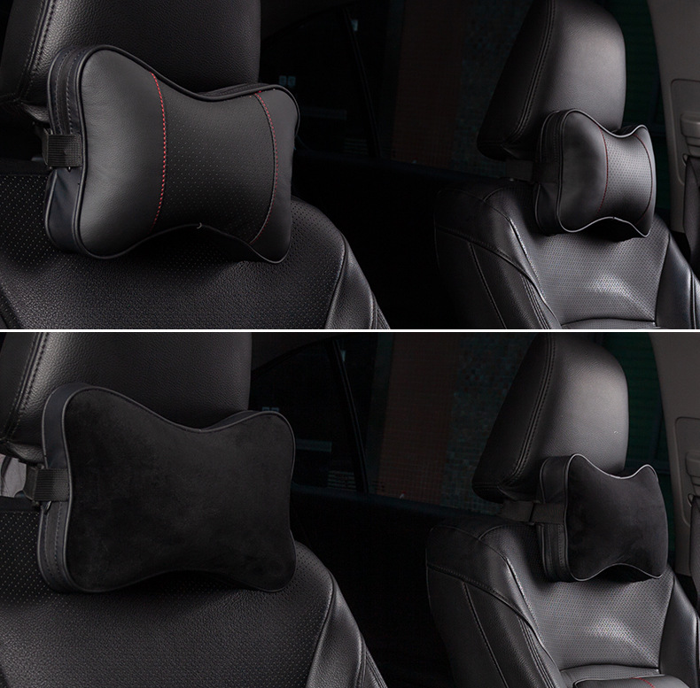 A pair of car headrest car neck pillow creative car pillow leather car neck pillow car pillow