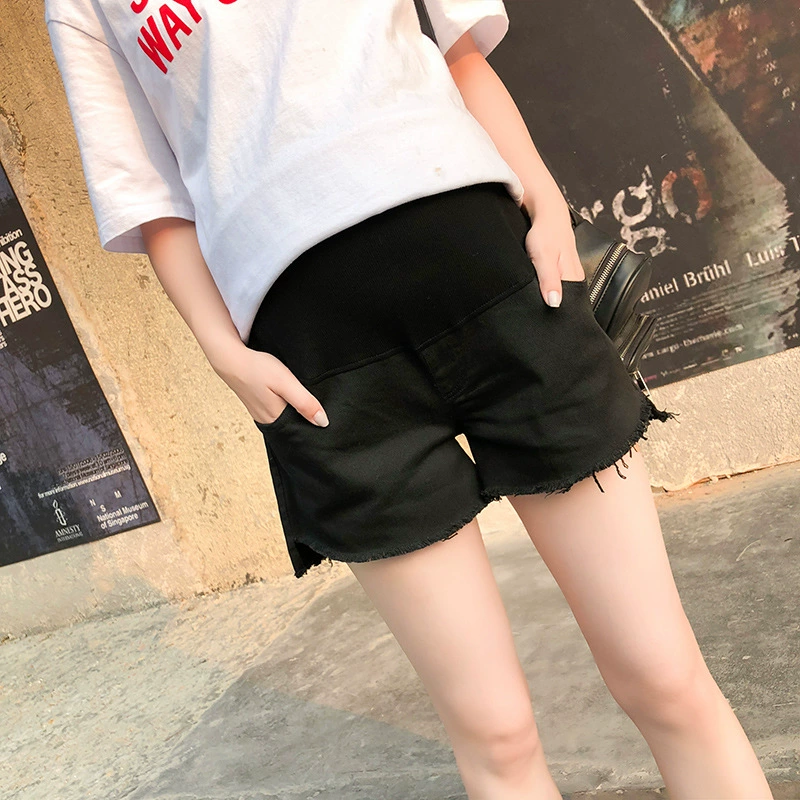 Летняя Одежда для беременных Брюки для беременных в Корейском стиле Шорты Брюки средней длины Джинсы для беременных с меховой кромкой Модная одежда для мам больших размеров