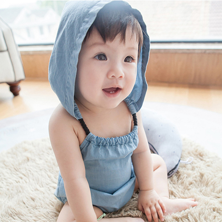 ins summer Explosive money Children's clothing baby clothes pure cotton cowboy one-piece garment Sleeveless Romper Climbing clothes One piece On behalf of