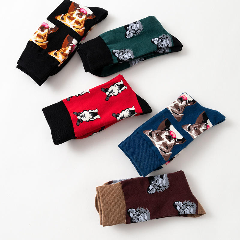 Men's Streetwear Dog Cotton Crew Socks A Pair display picture 6