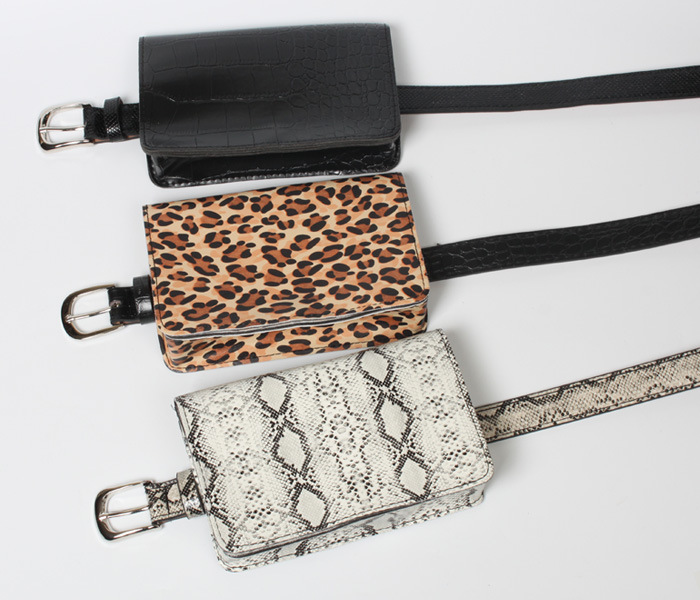 Snake Leopard Pattern Thin Belt Waist Bag display picture 1