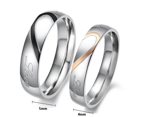 Simple Style Round Titanium Steel Plating Couple Rings display picture 2