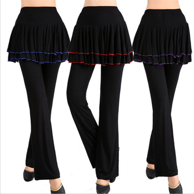 女莫代尔广场舞裤裙 跳舞双裙擺透氣舒適舞蹈服一件代發显瘦修身