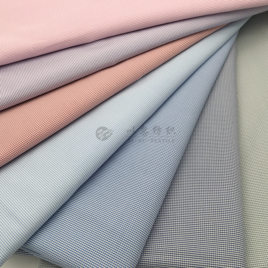 超坠感衬衫面料 65涤 30棉 5莫代尔 100D*40S 小格子 厂家直销